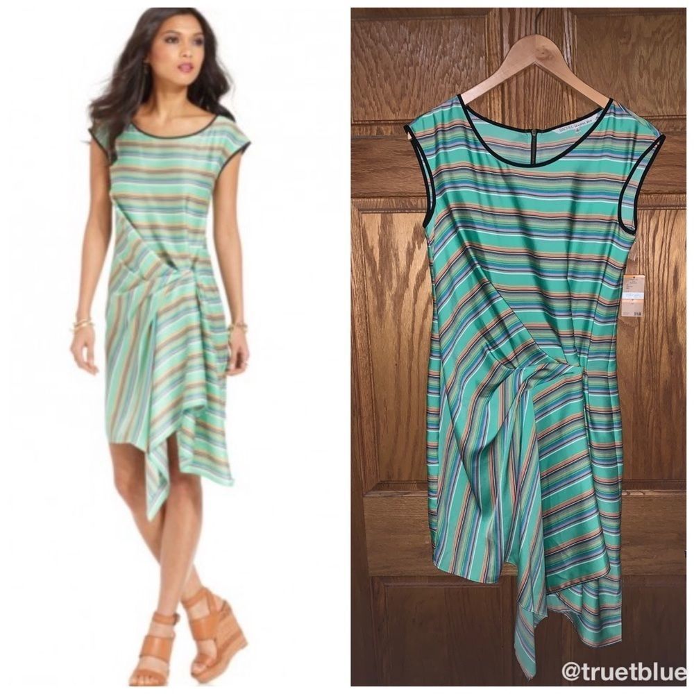 Rachel Roy Green Shark Bite Hem Dress Sz S